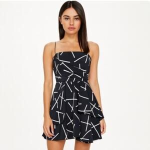 C/MEO Collective SZ S Shaken Up Dress Geo Black Wedding Guest Cocktail Hour